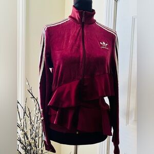 BNWT!! J Koo X Adidas collab velour ruffle track jacket